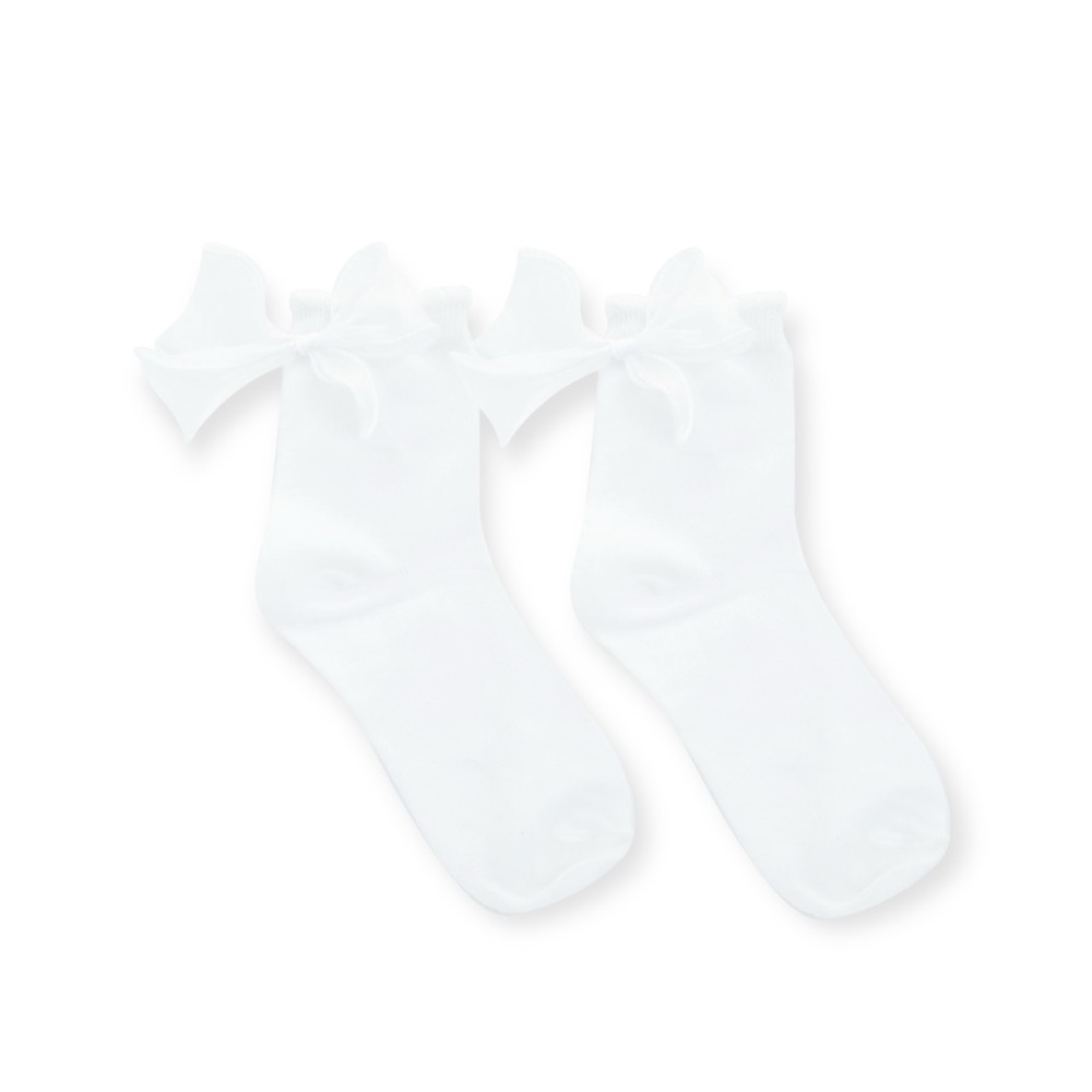 Tulle Ribbon Bow Socks White